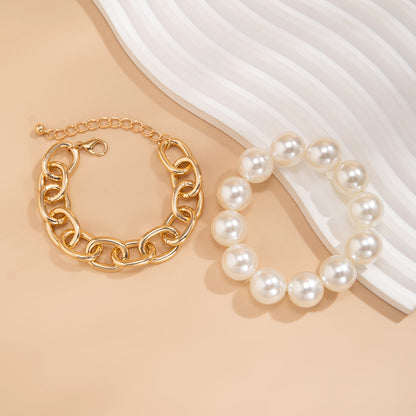 Women's Fashion Exaggerated Large Round Bead Imitation Pearl Bracelet