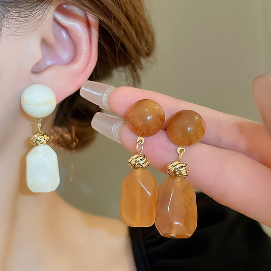 Round irregular resin earrings