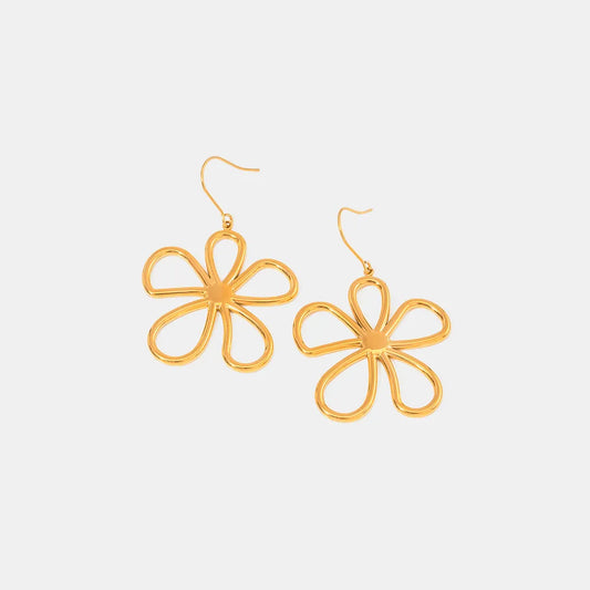 Simple and elegant stainless steel wire flower earrings