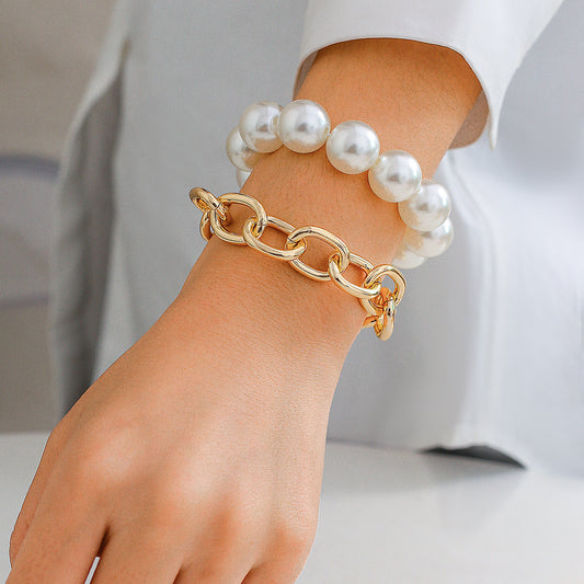 Women's Fashion Exaggerated Large Round Bead Imitation Pearl Bracelet